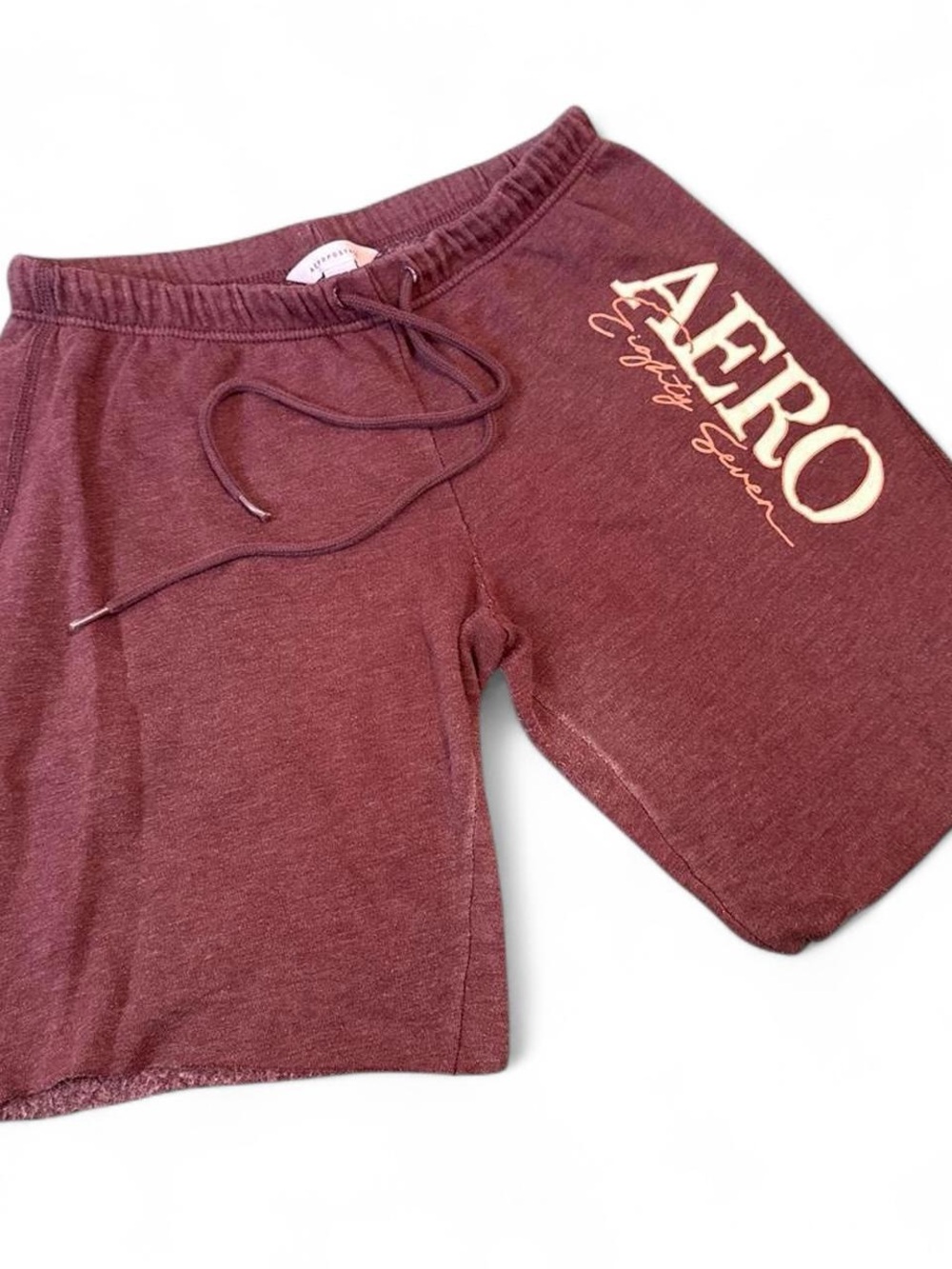 Y2K 2000s Aéropostale Burgundy Cut Off Sweat Capri / Shorts